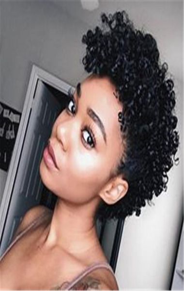 

short curly human hair wigs for black women brazilian virgin afro kinky curly human hair none lace wig human hair kinky curly mach7707551, Black;brown