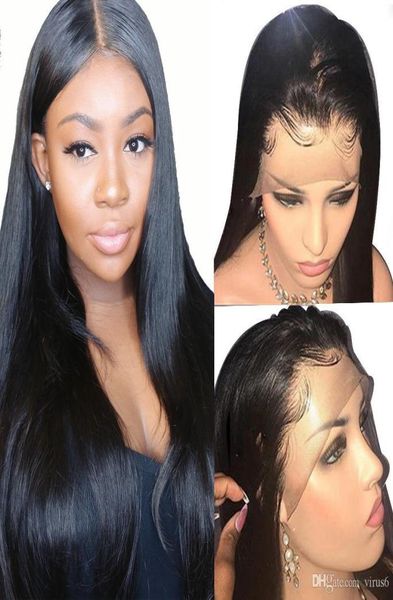 

360 lace frontal wig straight lace frontal human hair wigs 180 density pre plucked with baby hair brazilian remy lace front wig5291558, Black
