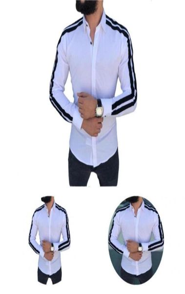 

men039s casual shirts breathable classic side striped slim office shirt shrink resistant men exquiste craftsmanship male clothi1232585290, White;black
