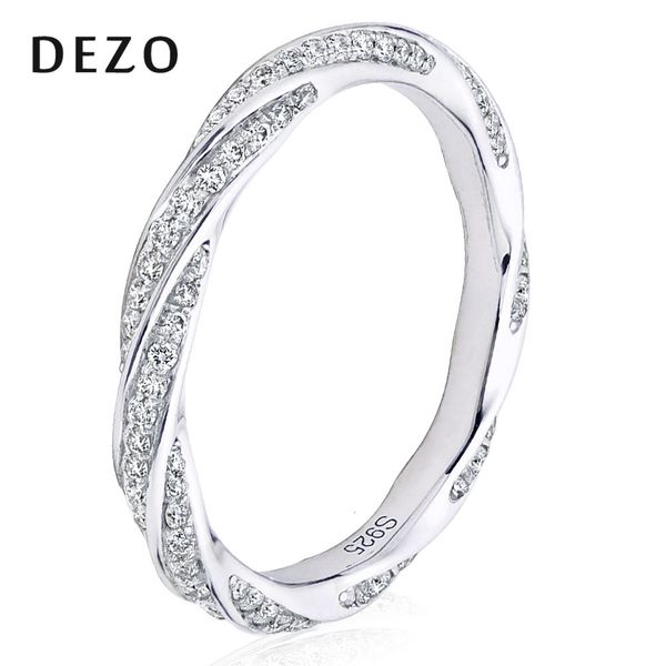 

with side stones dezo white gold color twist 2mm wedding band for women 14k plated 925 sterling silver rings 230710