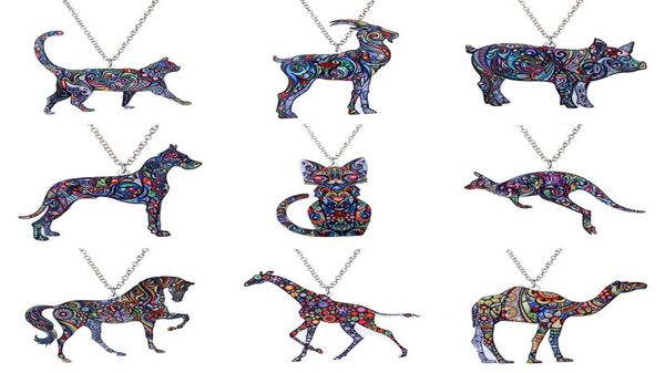 

new acrylic thermal transfer necklace fashion sweater chain with 65cm necklaces retro horse dog cat animal necklace7708677, Silver