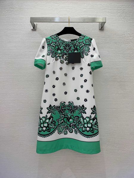 

23ss summer dresses women dress womens designer clothing flower print heavy work nail bead embedding diamond small flower slim short sleeve, Black;gray