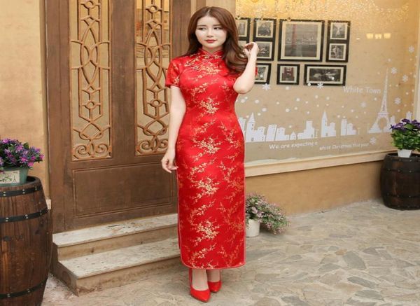 

red chinese women dress vintage satin qipao long slim cheongsam flower dress size s  xl xxl 3x4xl 5xl 6xl ja135950998, White;black