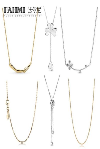 

fahmi i00% 925 sterling silver shine p gold anchor chain butterflie necklace four-leaf clover petal necklace flower stem necklace9177624