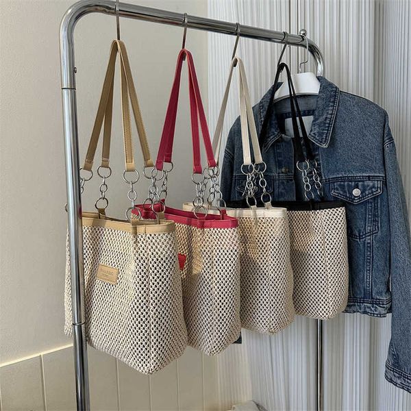 

small design bag for women's summer new simple casual shoulder bag trendy woven bag tote bag