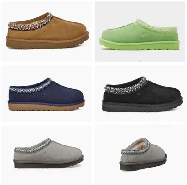 

2023 tasman slippers chestnut fur slides disquete sheepskin classic mules women ultra mini tazz platform boot slip-on shoes suede black pink
