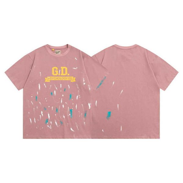 

2023 designer t summer shirt for sleeves men vintage short fashion brand splash ink graffiti high street men's and women's casual, White;black