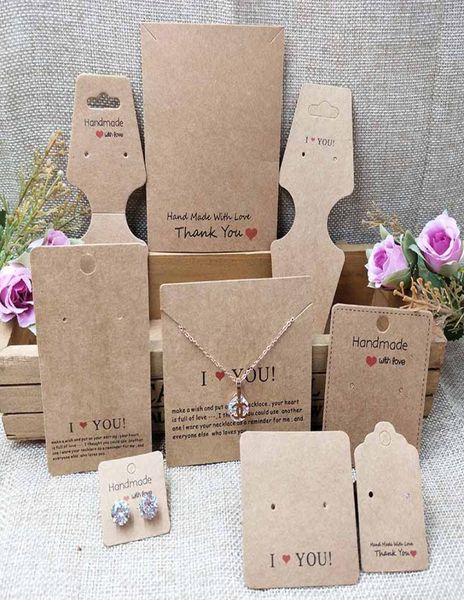 

2018 new whitekraft handmade jewerly tag necklace card earring card i love you display jewelry set cards 1lot100pcs8239424, Pink;blue