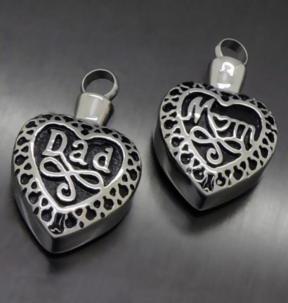 

love family openable 316l stainless steel cremation dad mom letter memorial ash urns lockets pendant necklace urns je9195188, Silver