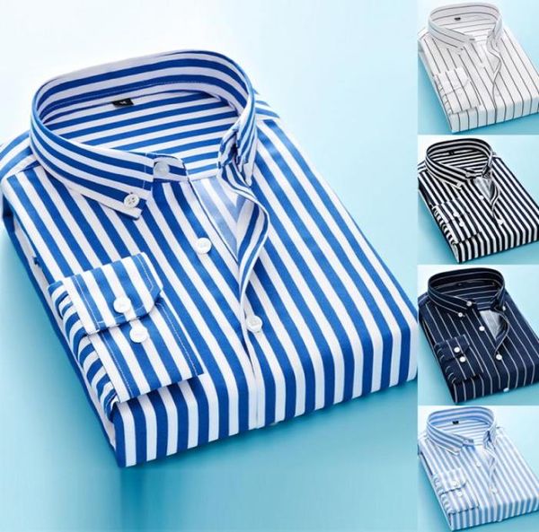 

100 cotton oxford mens shirts striped business casual soft dress social shirts regular fit male shirt big size 5xl1689372, White;black