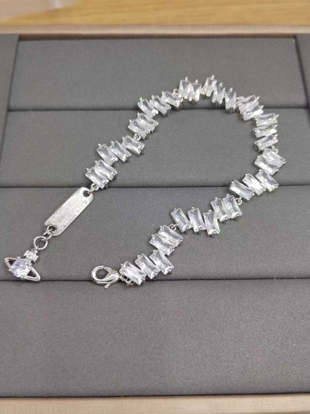 

empress dowager saturn with irregular square beautiful full of diamonds charm bracelet girl, Golden;silver