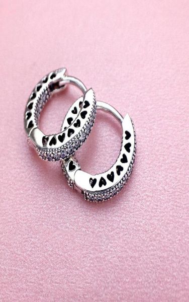 

authentic european 100% 925 stering silver hoop earring with clear cz stone original box for jewelry women's christmas gift9655485, Golden;silver