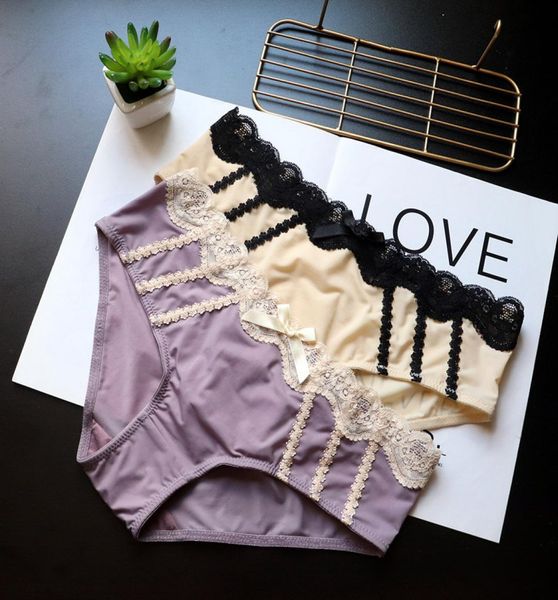 

women039s panties missnanda japanese girl cute ladies lace female low waist ice silk models hips breathable briefs cotton file6651926, Black;pink
