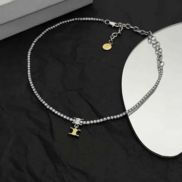 

full diamond arc de triomphe necklace for women light luxury and small design high sense collar chain 2023 new fashion neckchain, Silver