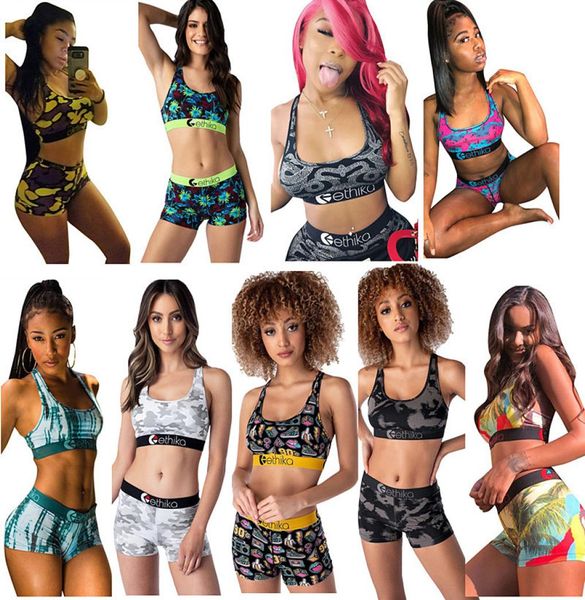 

fashion women swimsuit personality print bra shorts 2 piece set summer swimming short pants outfits slim swimsuit bikini suit 9 9763440, Blue