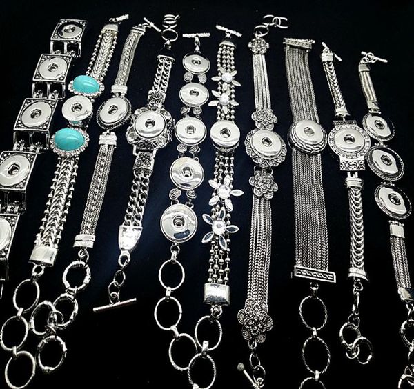 

whole mix lots fashion 18mm ginger snaps women039s chunk charms button antique silver retro vintage chain cuff ethnic and t2799389, Black