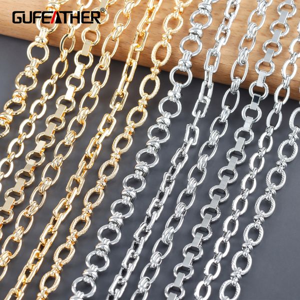 

chains gufeather c265 diy chain 18k gold rhodium plated copper metal pass reach nickel bracelet necklace jewelry making 1m lot 230710, Silver