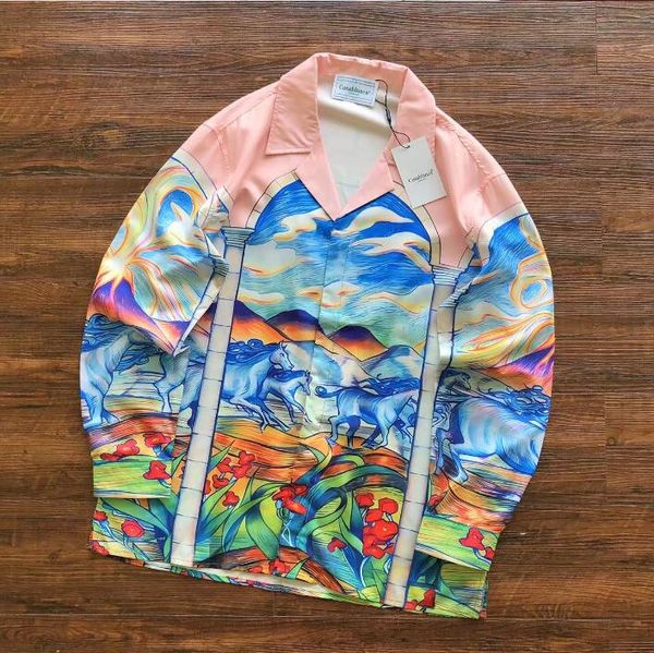 

colorful print shirts men women 1 quality long sleeved shirt tees, White;black