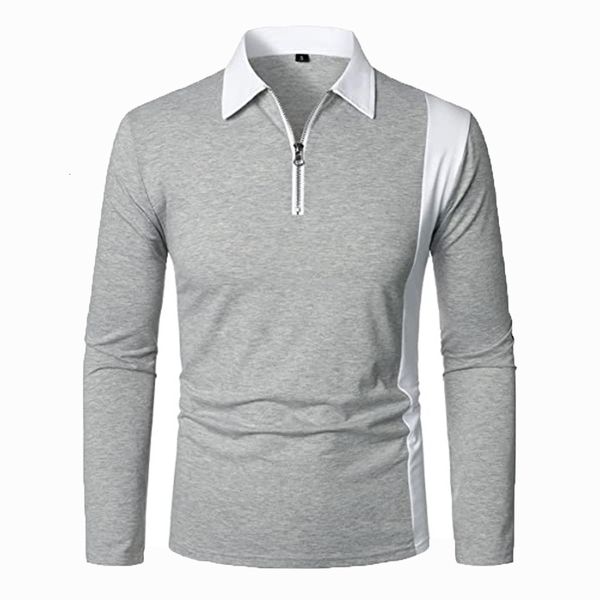 

men s t shirts spring autumn shirt long sleeve patchwork fashion zipper lapel poloshirt 2 color splicing striped male mtp218 230711, White;black