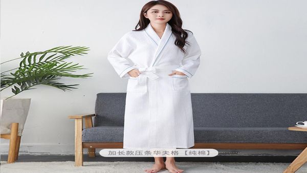 

autumn waffle cotton robes women el kimono dressing gown sauna spa home bathrobes women robes2900207, Black;red