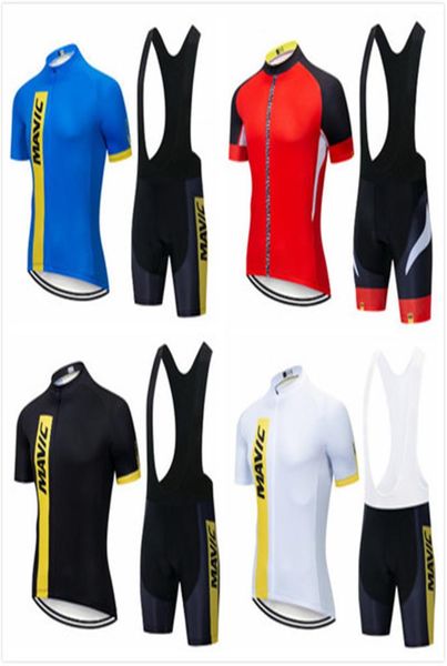 

equipacion ciclismo new mavic short sleeved bib cycling jersey suit bicycle men women moisture wicking outdoor clothes polyester q9861966, Black;blue