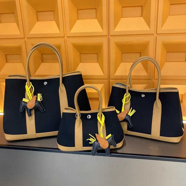 

garden party bags designer leather premium genuine canvas bag 2023 new contrast color women's commuter casual one shoulder handbag tote