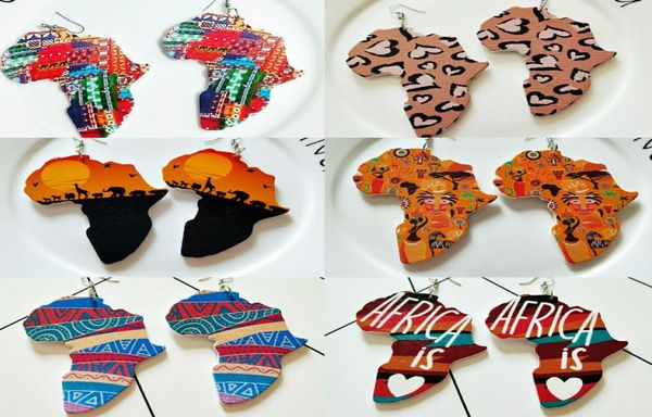 

tribal wood africa map diy colorful painting afro earrings round wooden boho african bohemia ear jewelry party accessory5393322, Silver