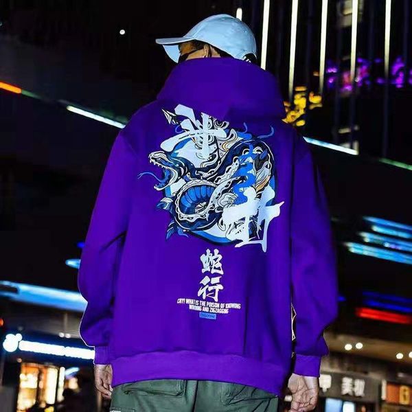 

men's hoodies sweatshirts anime snake graphic for men autumn japanese harajuku hoodie fashion pullover casual oversized y2k streetwear, Black