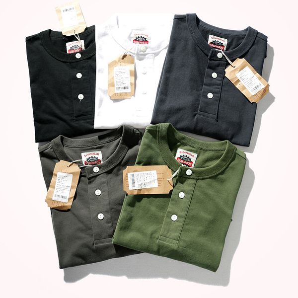 

men' tank summer fashion simple short sleeve oneck 100 cotton solid henry collar tshirt retro american casual 230710, White;black