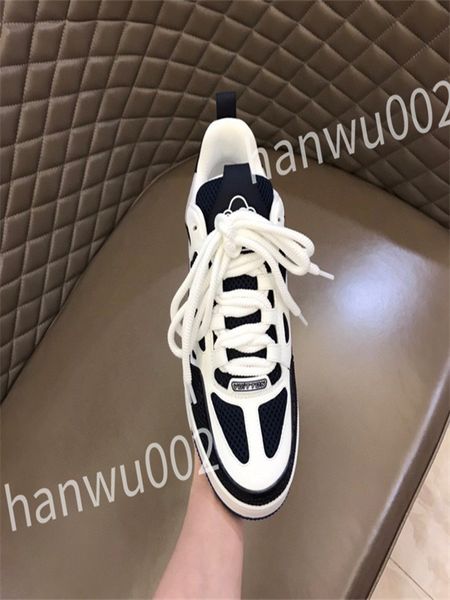 

2023 designer flat sneaker trainer casual shoes leather white letter overlays fashion platform mens womens low sneakers rd230601, Black