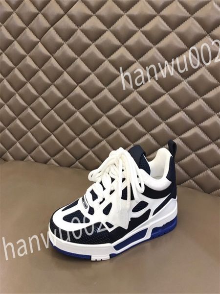 

new designer flat sneaker trainer casual shoes leather white letter overlays fashion platform mens womens low sneakers rd230601, Black