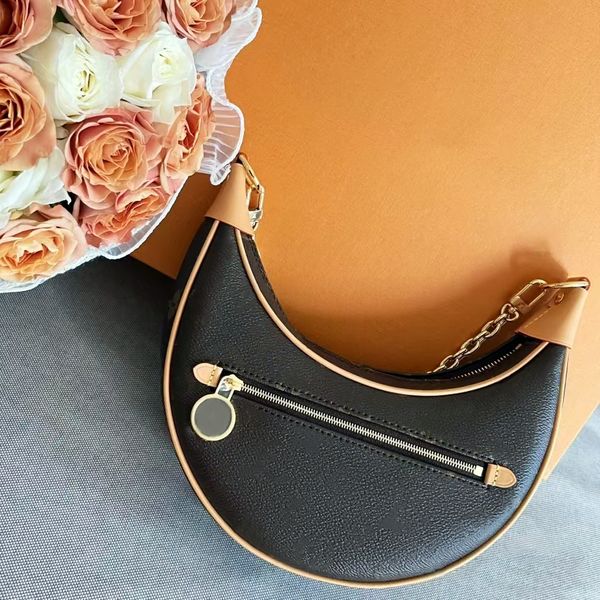 

5a loop m81098 half moon clutch bag luxurys men genuine leather embossed bag crossbody makeup tote shoulder bags womens designer blue croiss