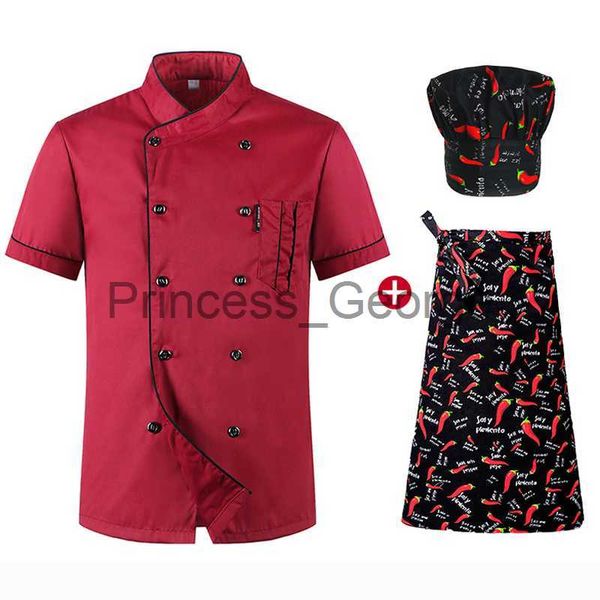 

others apparel chef uniform wholesale kitchen bakery catering work cook short sleeve shirt breathable double breasted chef jacket x0711, Black;white