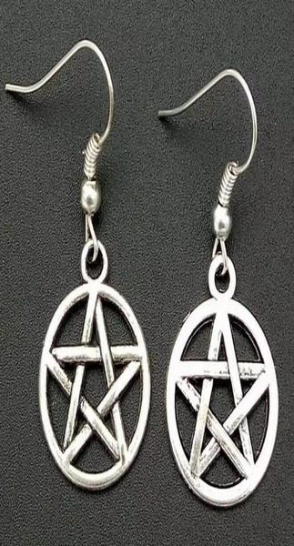 

fashion jewelry 50pairlot ancient silver pentagram pentacle charm pendants drape earrings witch pagan goth jewelry gift a4557255154917486