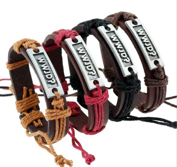 

what would jesus do wwjd charm genuine leather letter bracelet cuff wrap bracelet bangles fashion for women men gifts1913784, Golden;silver