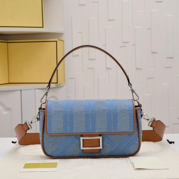 

designer shoulder bag fashion embroidery baguette bag women handbags hardware metal letter hasp cowhide removable handle long shoulder strap