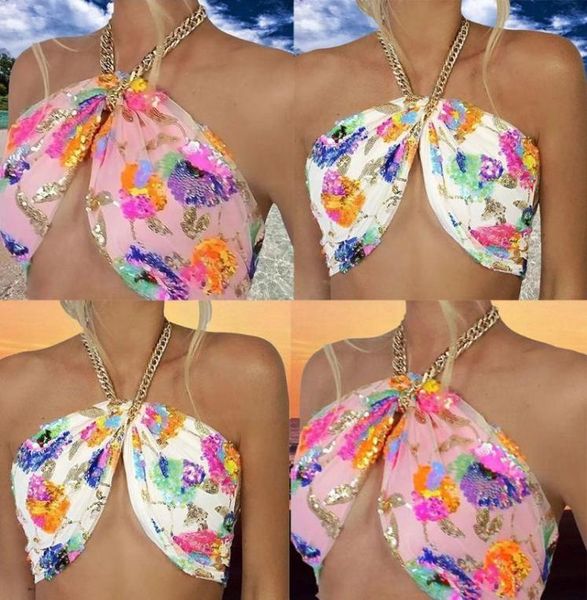 

women039s tanks camis summer vintage sling color sequin embroidered crop tube halter backles strap streetwear tee party 4964880, White