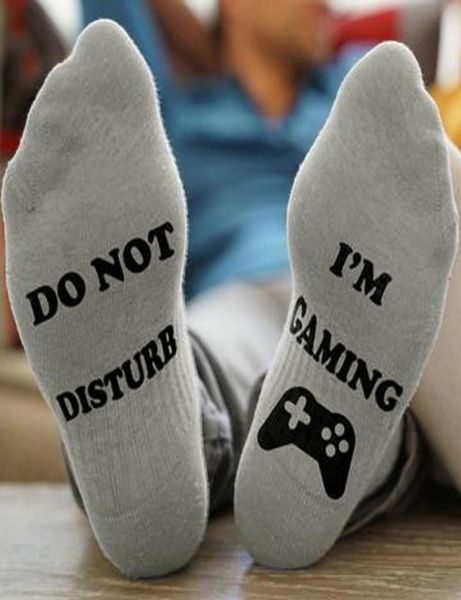 

men 039do not disturb039 great gamer gift letter funny mid calf high socks pure cotton male socks new 20194145914, Black