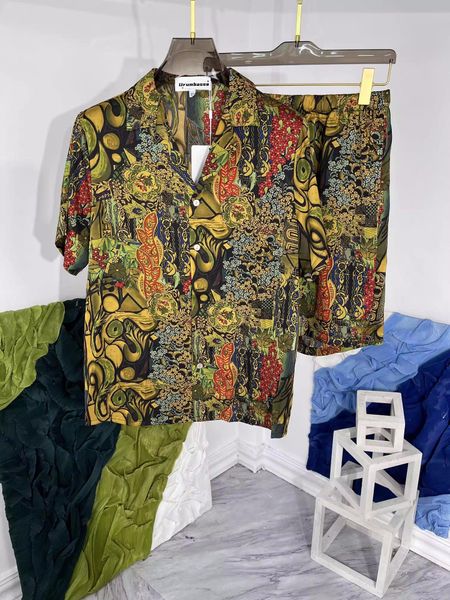 

men's casual shirts summer holiday style chic print suits loose shortsleeves beach shorts two piece set c390 230710, White;black