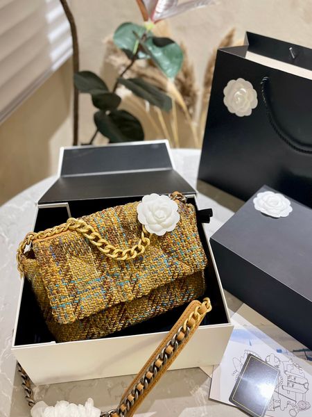

2023 autumn tweed fashion classic double flap bags matelasse chain cross body shoulder famous luxury classic designer quilted purse handbag
