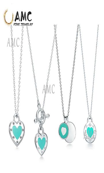 

blue heart necklace classic fashion love sterling silver ladies party birthday christmas gift jewelry whole6488499