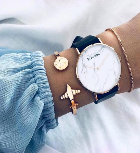 

new fashion female gold color bangle bracelets for women 2019 personality airplane pattern bracelet set jewelry christmas gifts3802348, Black