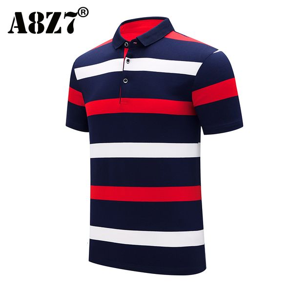 

men's polos summer men classic striped polo mens cotton short-sleeved embroidered business casual polo shirt male drop 230710, White;black