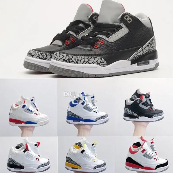 

new fashion jumpman 3s kids shoes boys basketball 3 sneakers girls boy toddler game chicago designer kid sneaker athletic infants scotts mel, Black