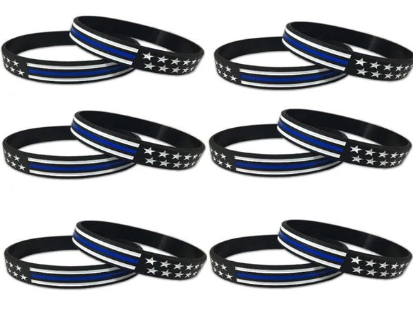 

shy 300pcslot thin blue line american flag bracelets silicone wristband it is soft and flexible great for normal day to day wear 2186977, Golden;silver