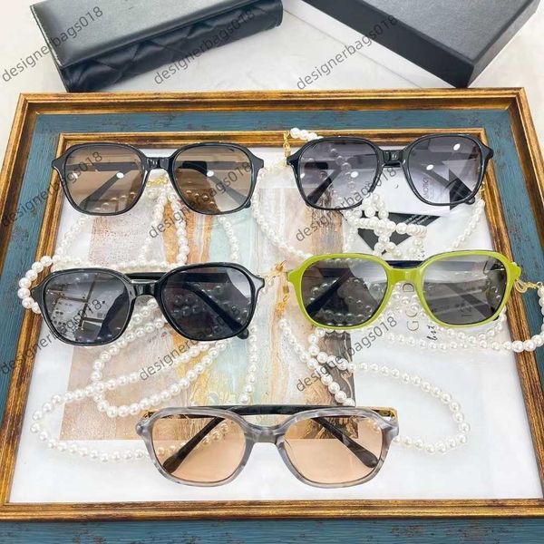 

xiangjia new net red same personality japanese and korean ins pearl chain sunglasses women's versatile sunglasses ch5988s, White;black