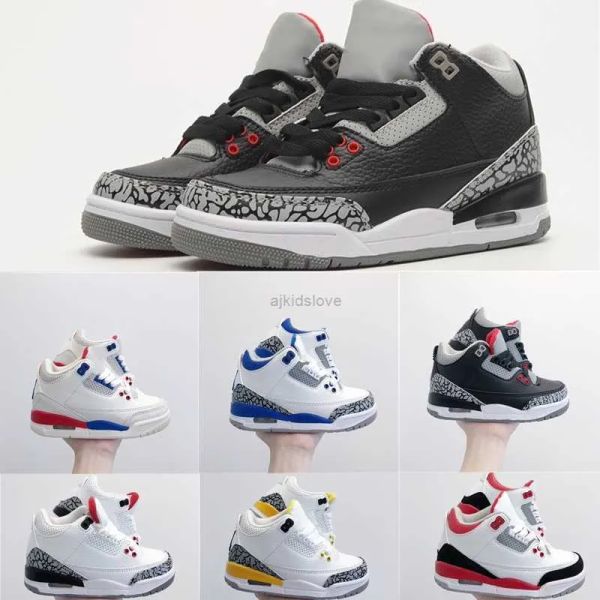 

jumpman 3s kids shoes boys basketball 3 sneakers girls boy toddler game chicago designer kid sneaker athletic infants scotts melody mid size, Black