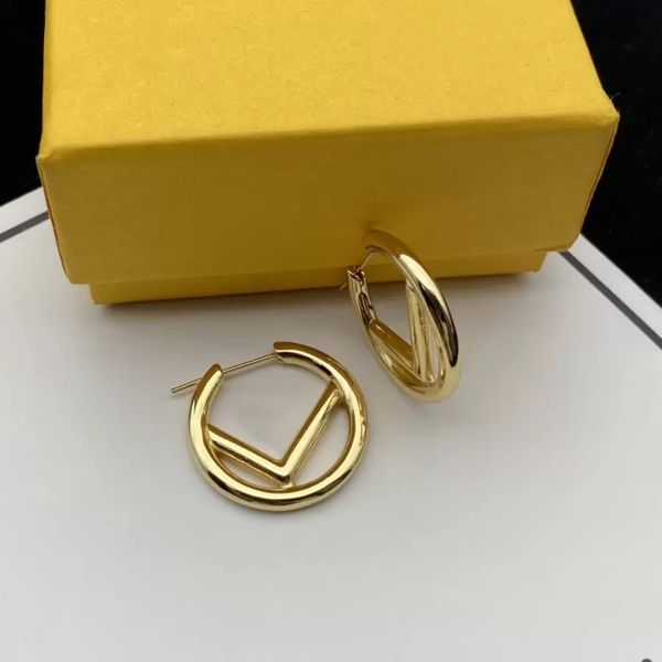 

gold earrings designer gold hoop earrings high end brand letter design diamond earrings f earrings ladies party with valentine s day gifts, Golden;silver