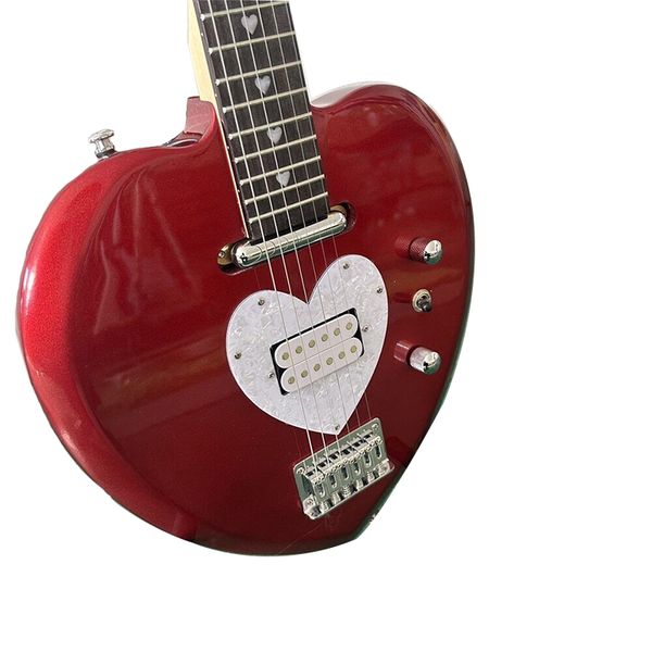 

love split electric guitar pearl white heart-shaped single and double pickups