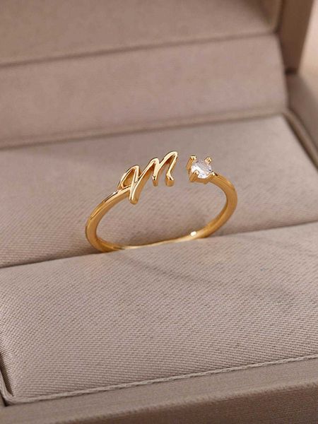 

cubic zirconia decor cuff ring stainless steel jewelry gift, Silver